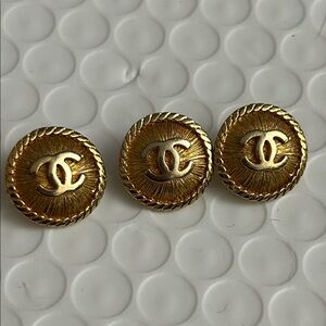 Vintage Chanel gold buttons with cc logo and rope border set of 3